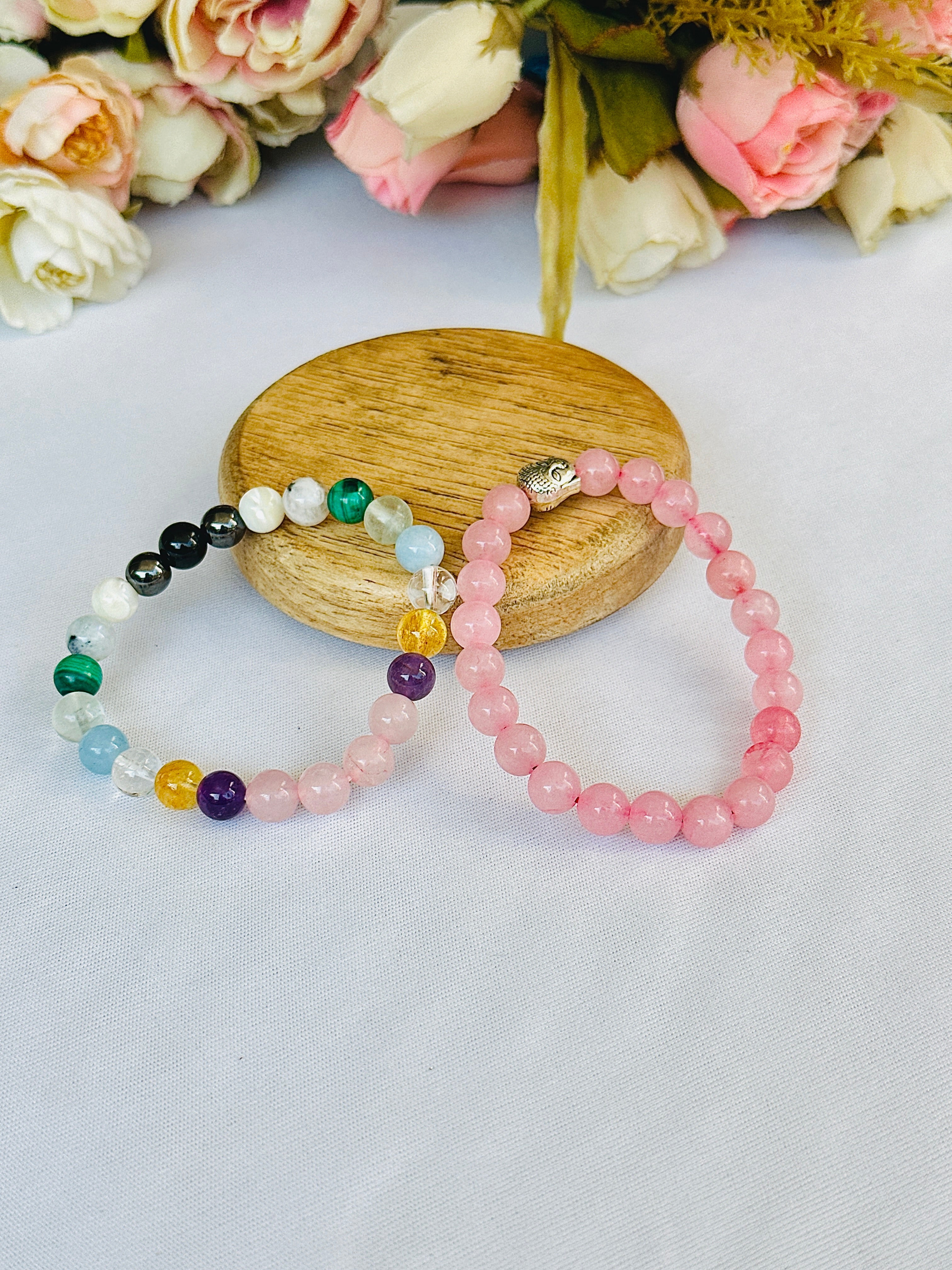 Timeless Beauty: Rose Quartz & Glowing Skin Bracelet - Abhimantrit & Certified